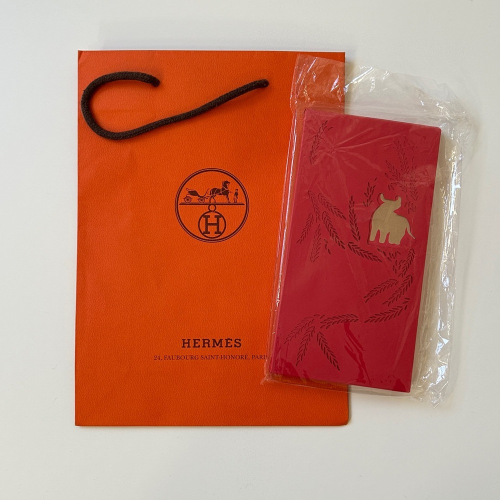 Hermes Lunar NY Ox Red Envelope with Hermès shopper